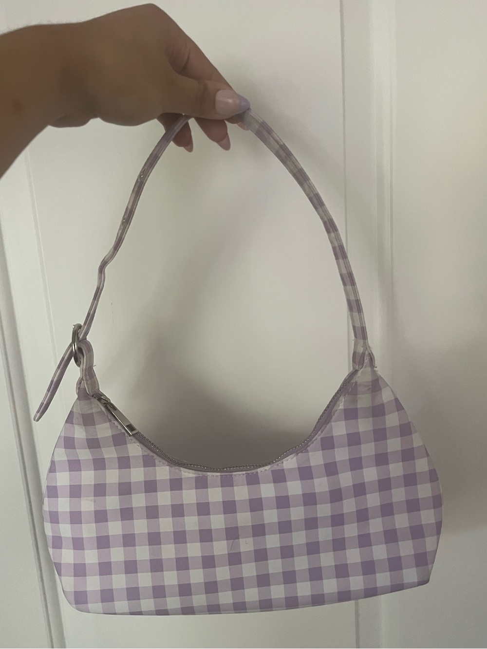 Lilac Gingham Shoulder Bag